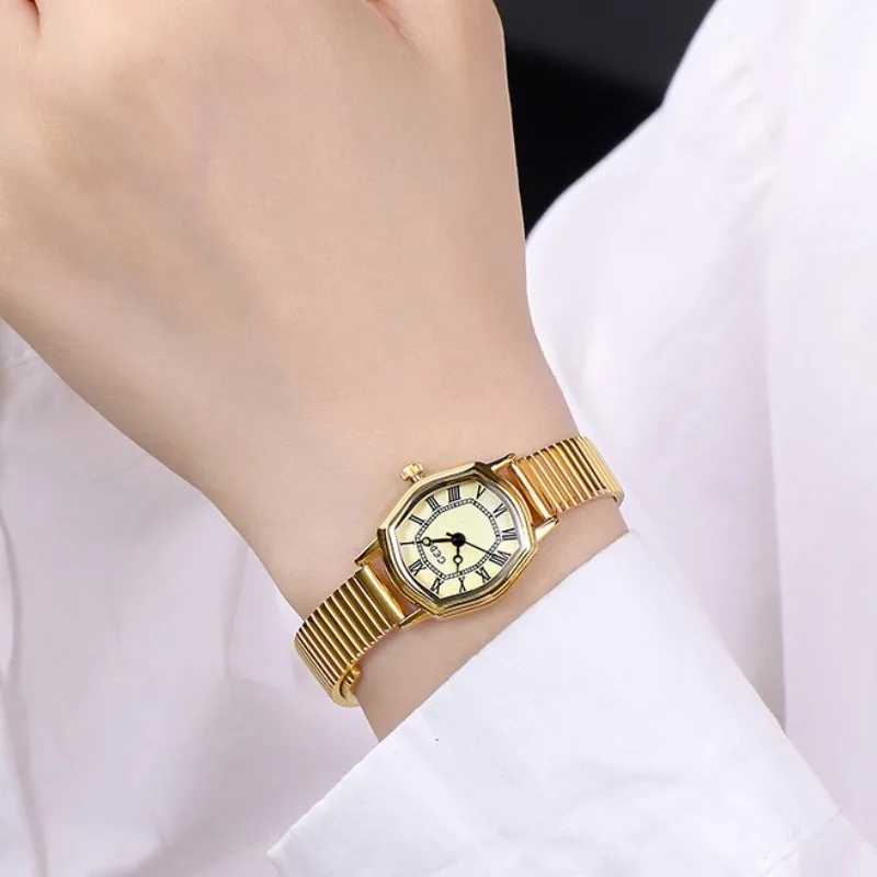 Simple retro Roman women's watch niche high value luxury gold student quartz waterproof watch 2025 new birthday gift