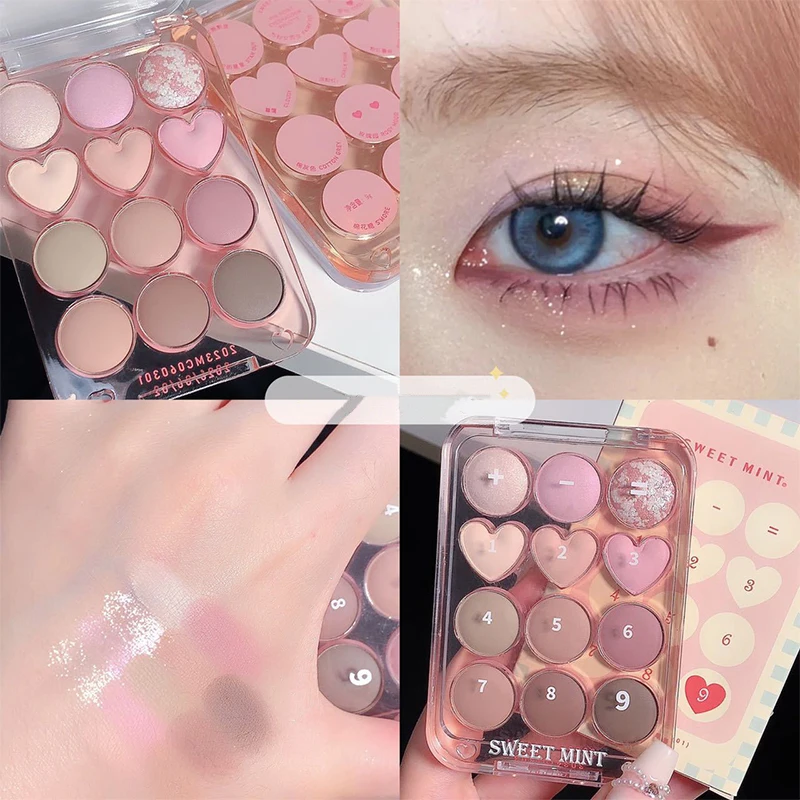

SWEETMINT 12-color love eyeshadow multifunctional nude fine flash low saturation student love eyeshadow Skin care