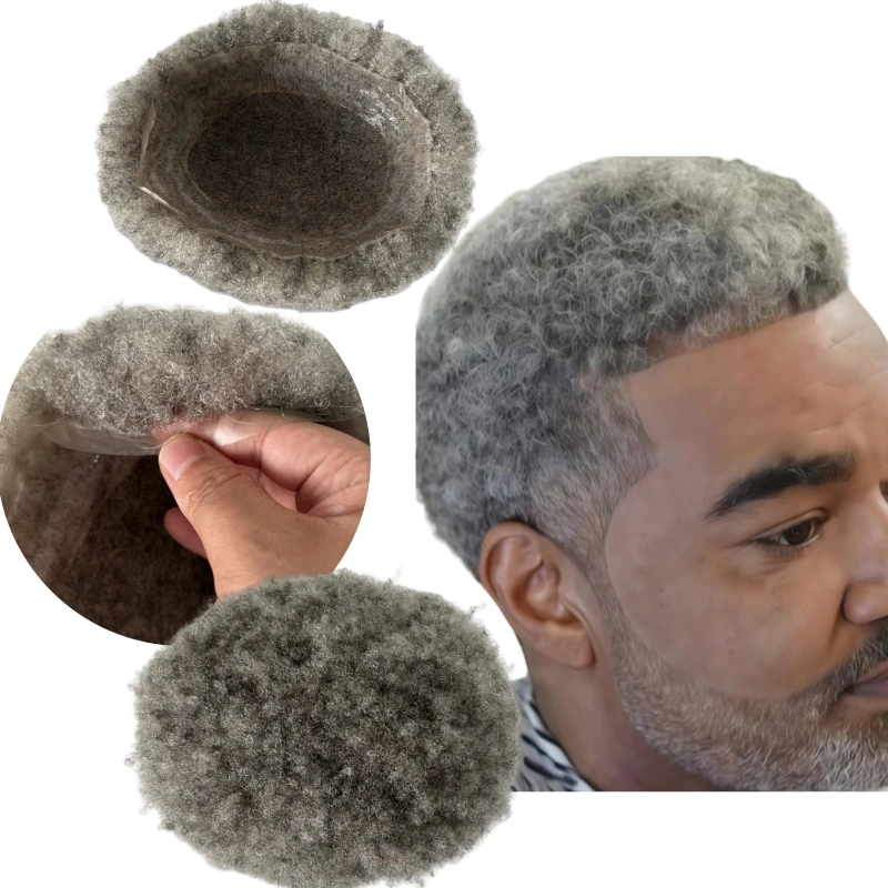 

Индийские девственные человеческие волосы 4 мм афро # 1B80 Цвет 8x10 Кружева с блоком по периметру из искусственной кожи для чернокожих мужчин