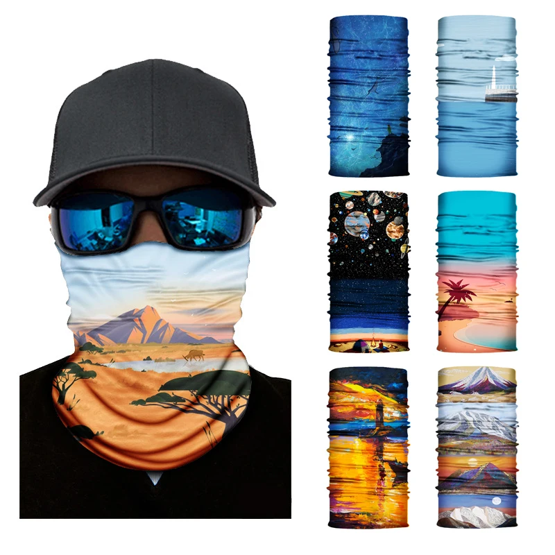 Cycling Hiking Face Mask Seamless Scarf Breathable Neck Gaiter Bandana Women Yoga Running Travel Print Turban Bandage Headwear