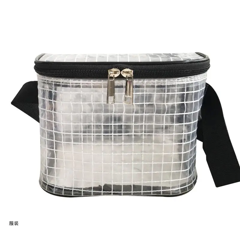 D0UD Anti-Static Waist Bag Fanny Pack PVC Cleanroom Clear Tool Bags for Engineer Transparent Crossbody Shoulder Bag