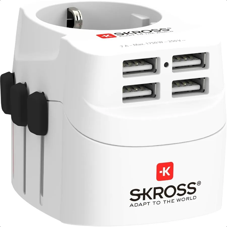 

1.302461 Pro Light USB 4xA Universal Travel Adapter 2 3 Pin with 4 USB Ports 4.8A Voltage and Power: 100V700W 250V1750W Suitabl