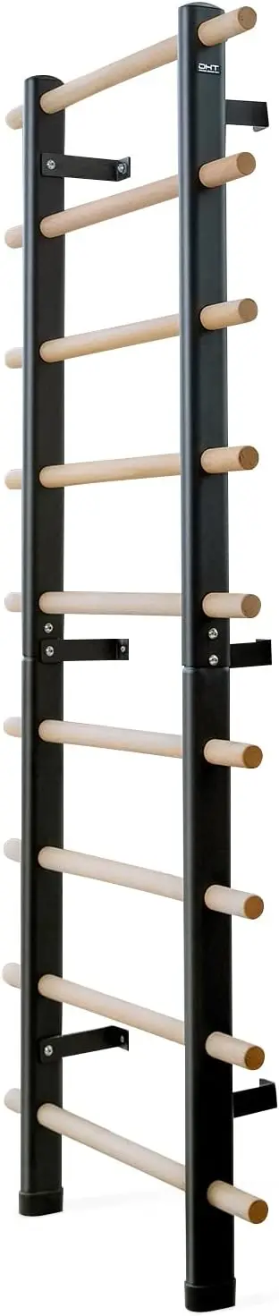 Wood Stall Bar, Swedish Ladder Suspension Trainer with 9 Strategic Rods, for Home, Gym, School and Clinics