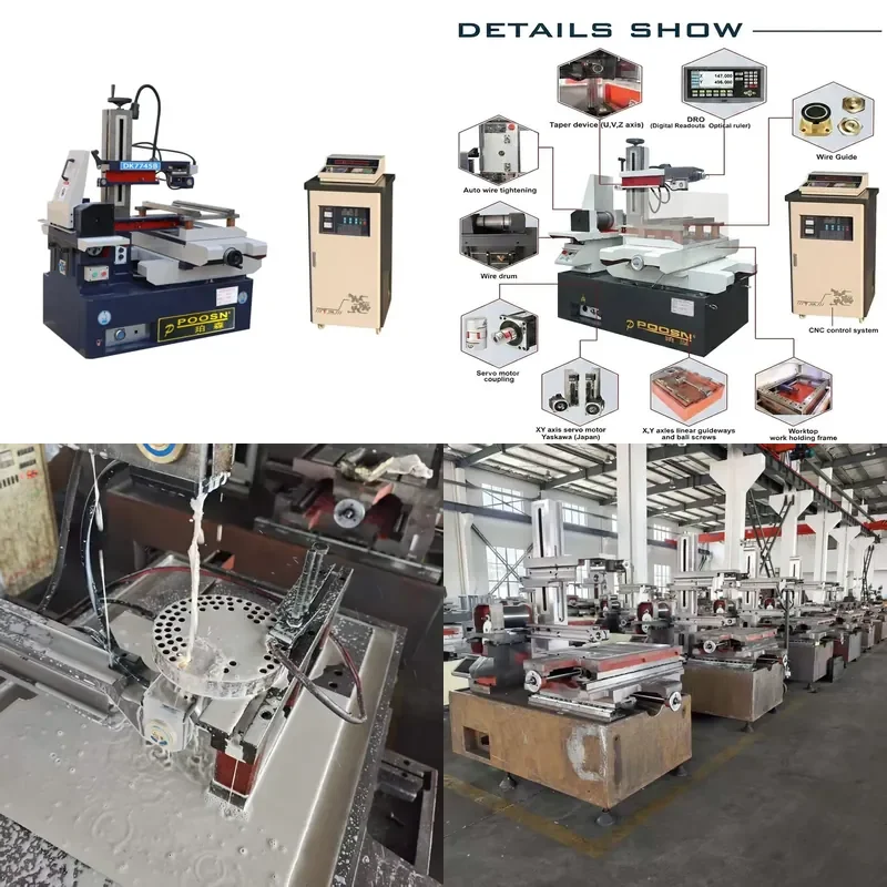 High Speed CNC Wire Cut Machine for POOSN CE DK7745B 450x550mm Stroke Low Wear Rate for Automotive Mold Making