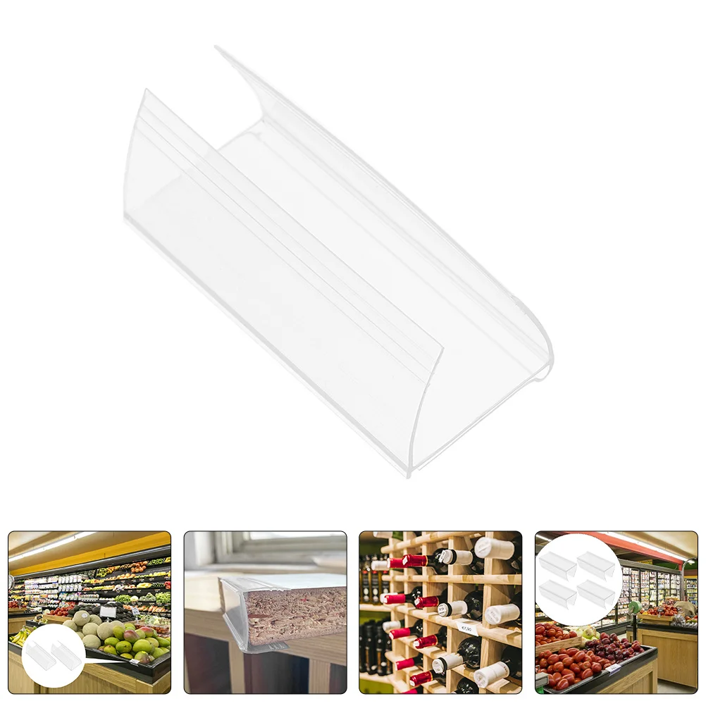

50Pcs Plastic Label Holders for Shelves Strong Flexible Clip-on Design Transparent Label Display Stand for Home Office Storage