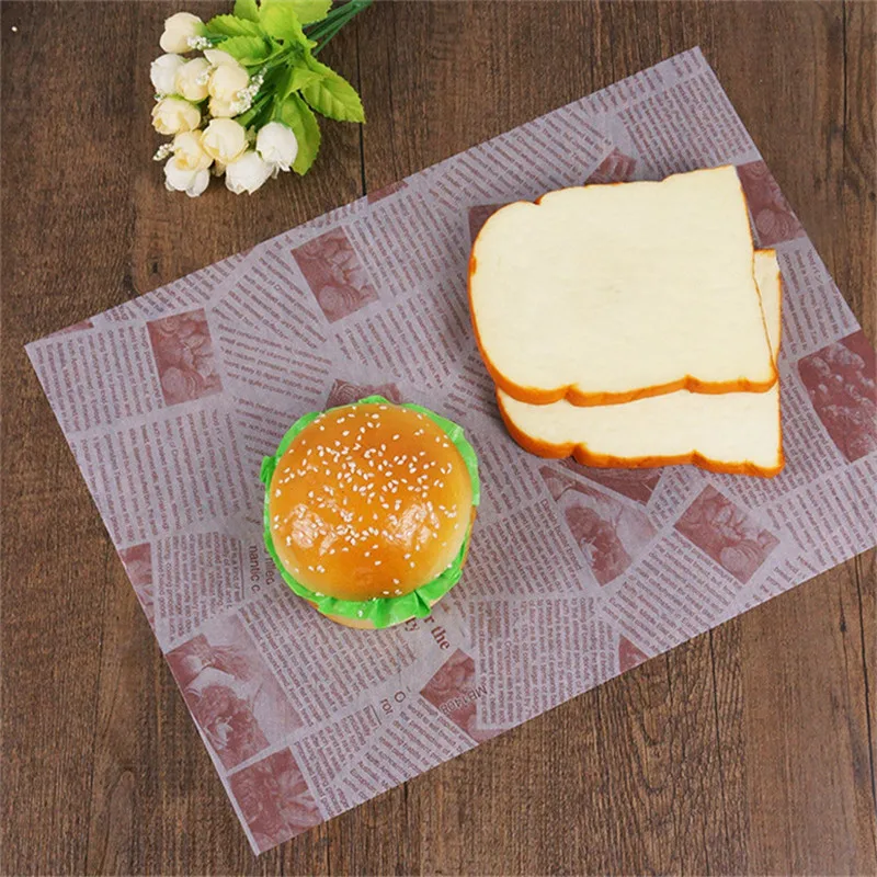 

50Pcs Food Grade Grease Wrapping Papers Bread Sandwich Burger Fries Oil Paper Baking Supplies