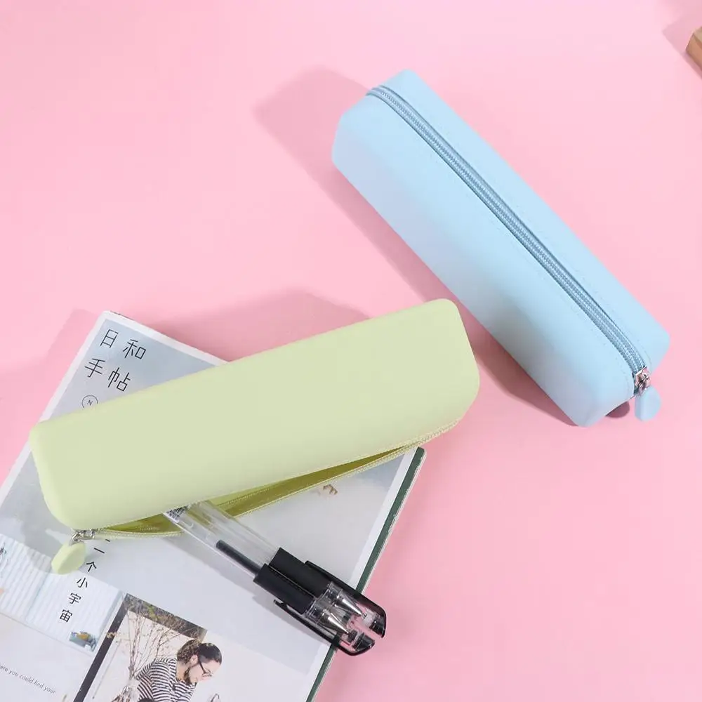 Durable Silicone Pen Bag Large Capacity Waterproof Pencil Case with Zipper Multi-function Cosmetics Storage Bag Travel