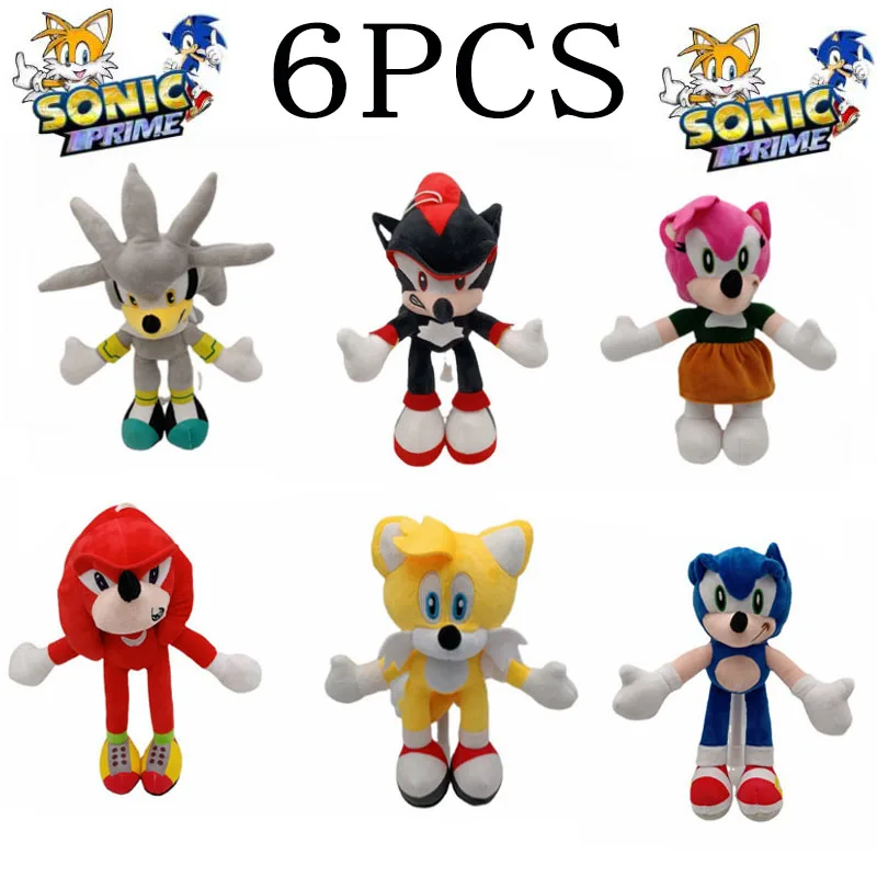 28CM High quality Sonic Plush Toy The Hedgehog Sonic Knuckles Tails Cute Cartoon Soft Stuffed Doll Birthday Gift for Children