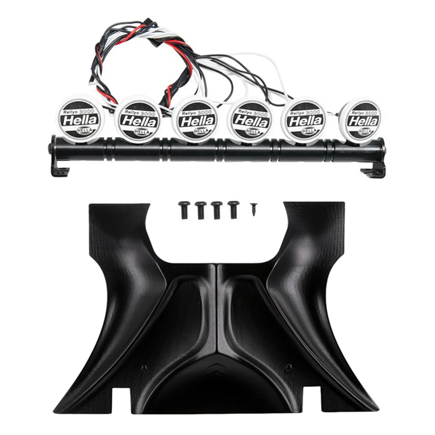 【Verbraucher-Favorite!】 2 Set RC-Autos. Teile: 1 Stück Motorhaubenabdeckung und 1 Set Metalldach-LED-Lichtleiste mit 6 LED-Leuchten