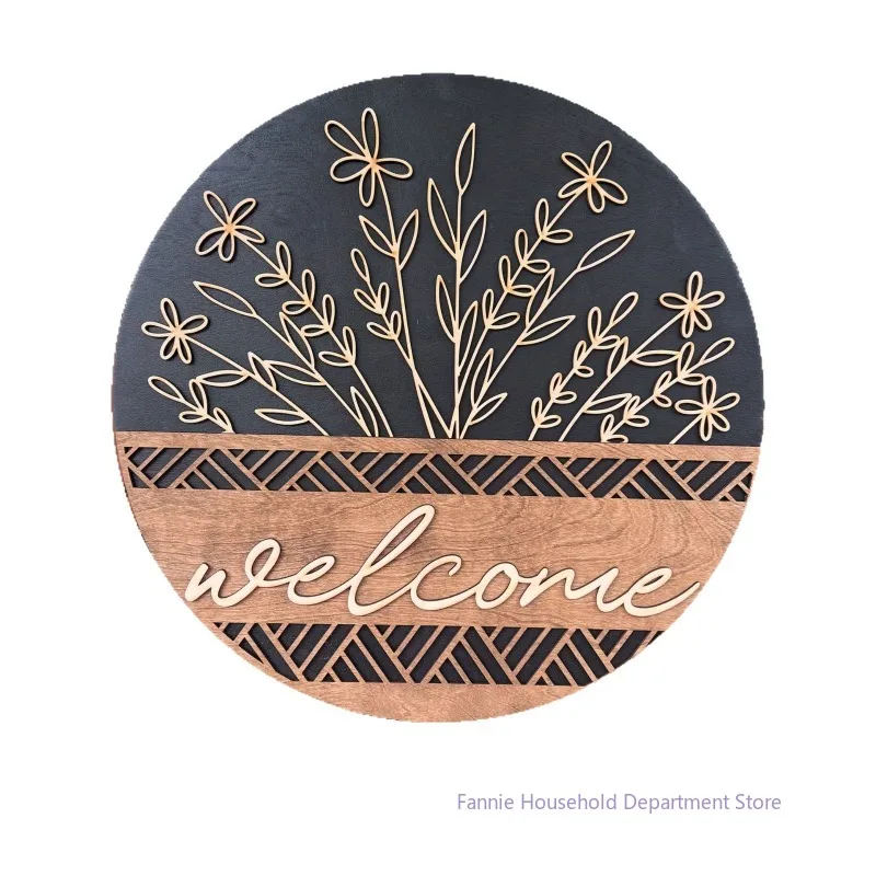 

Декоративный круглый деревянный венок-табличка для двери, настенный, для улицы, в стиле фермерского дома, для крыльца, на весну, лето и осень, на все сезоны, 1 шт.