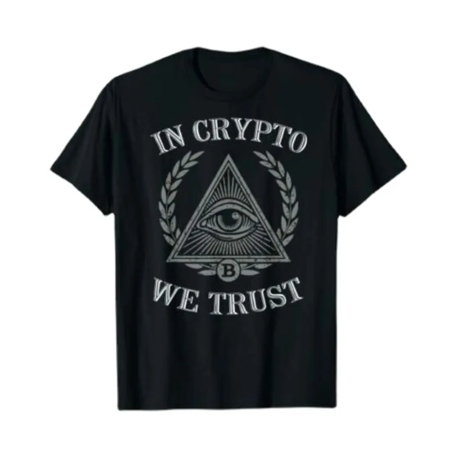 

In Crypto We Trust. Funny Bitcoin Crypto T-Shirt. Summer Cotton Short Sleeve O-Neck Mens T Shirt New S-3XL