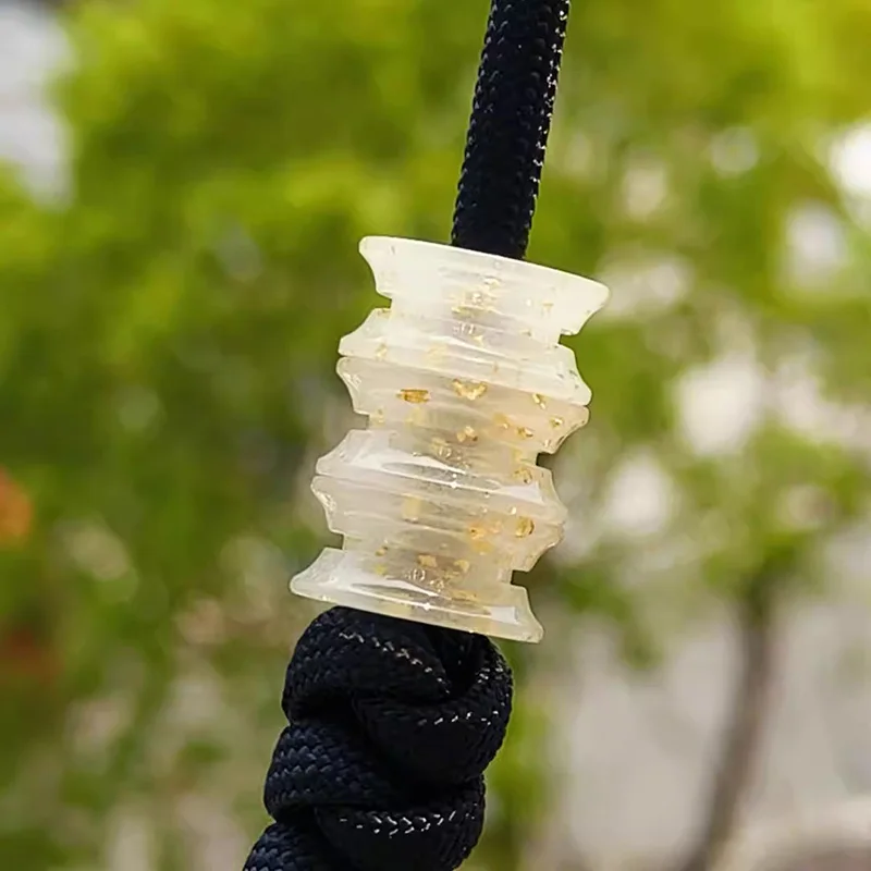 Gold Foil Resin EDC Umbrella Rope Knife Pendant Luminous Backpack Pendant Keychain DIY Bead Folding Knife Pendant