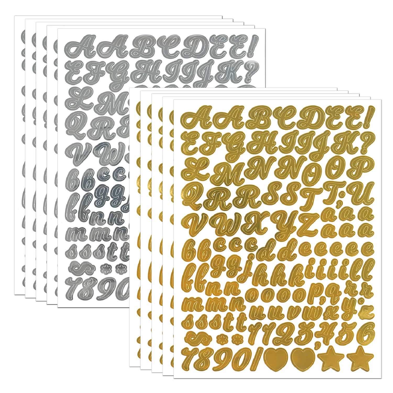 0.5 Inch Gold Silver Hand Lettered Letter Stickers Vinyl Waterproof for Stationery Craft Gift Box Pencil Case Decals