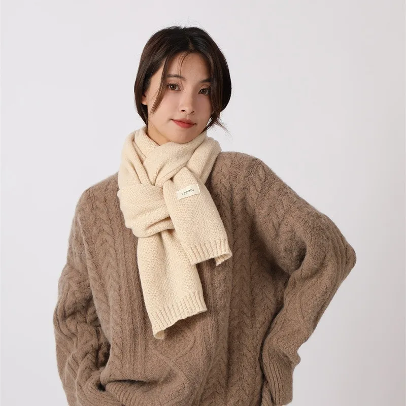 Wool Scarf Women Winter Christmas and New Year Simple Classic Solid Color Wraps Men Couple Scarf Soft Warm Thermal Knit Muffler