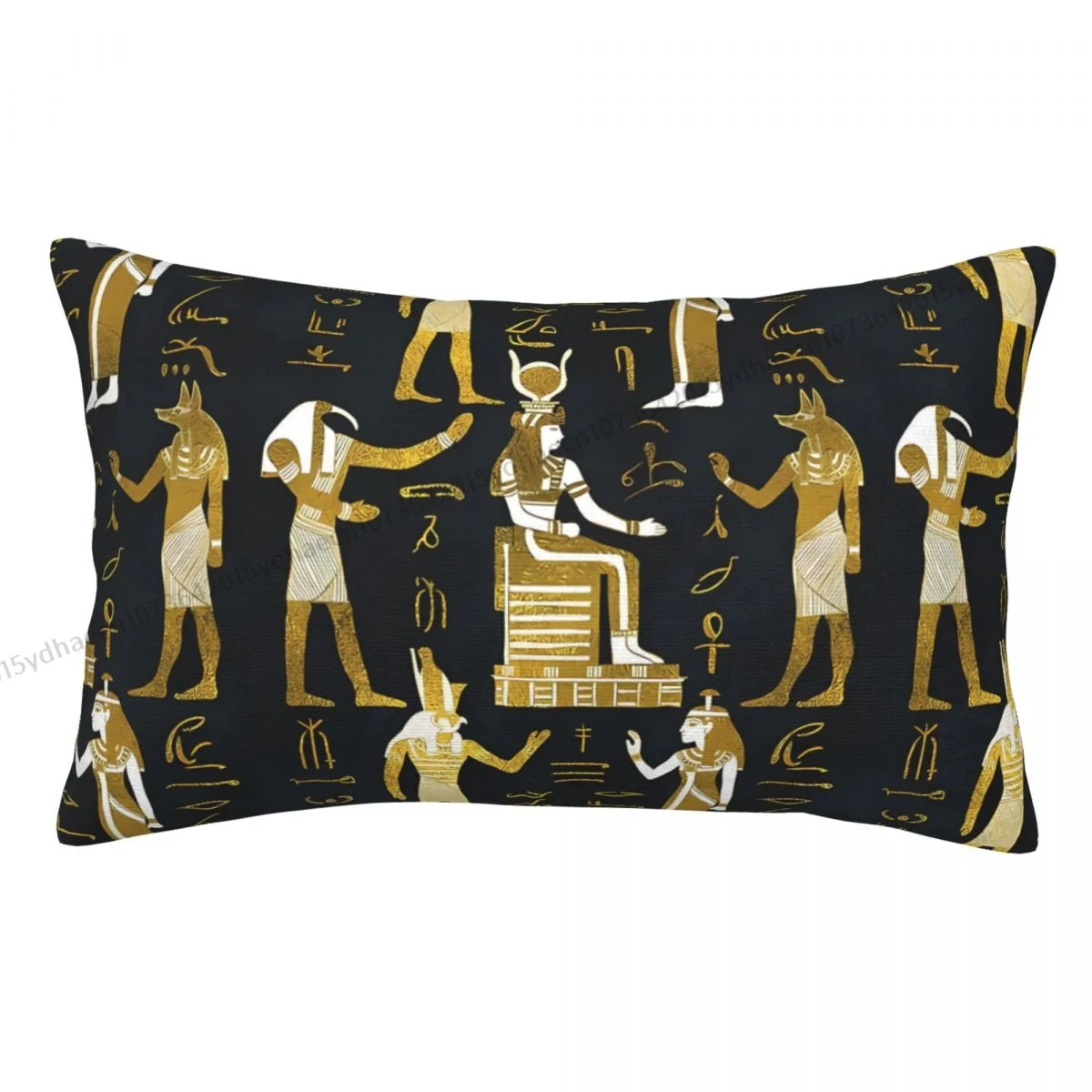 Egyptian Gods Gold And White On Dark Glass Cojines Pillowcase Cushion Home Sofa Chair Print Decorative Coussin Pillow Covers