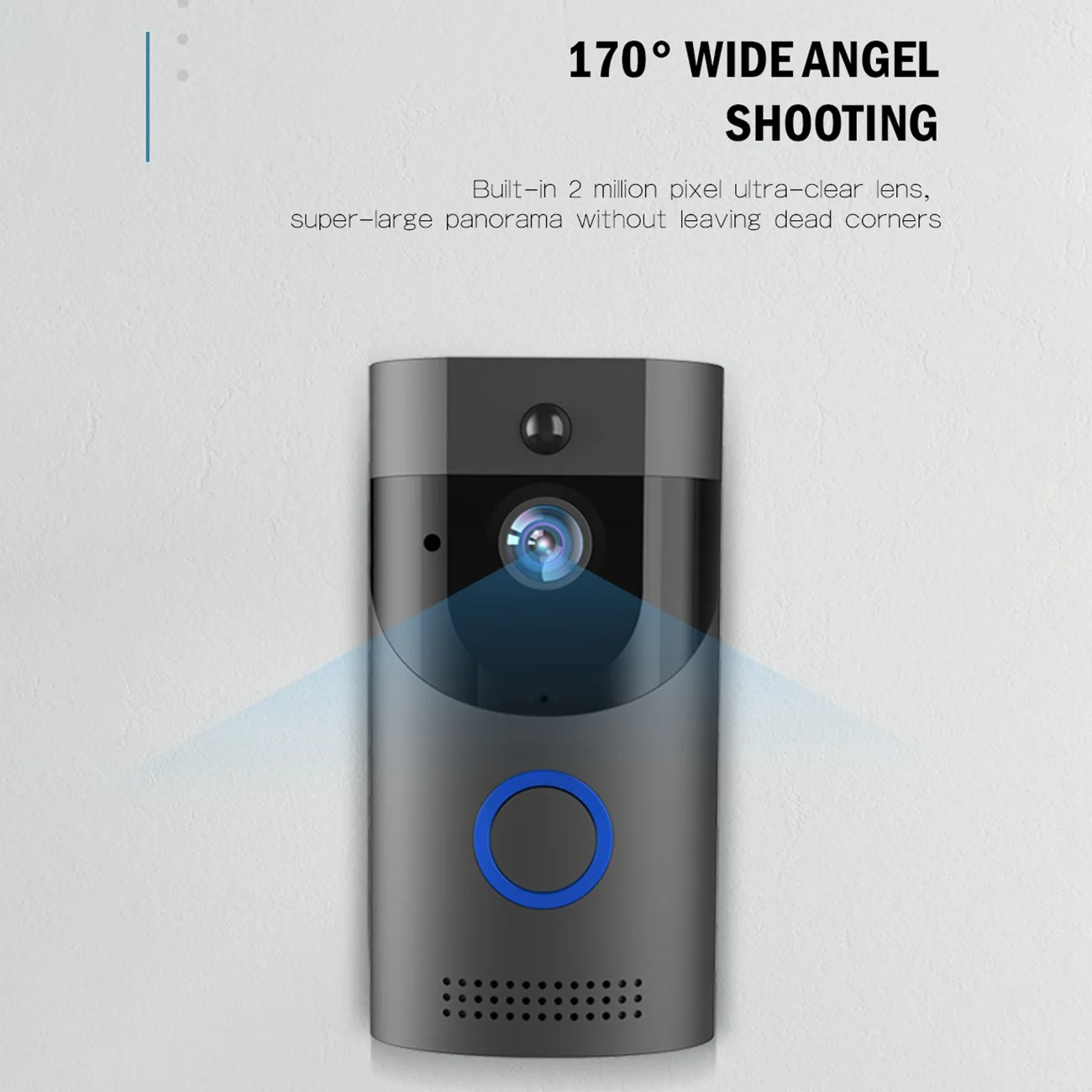 كاميرا جرس باب فيديو لاسلكية HFES 1080P، جرس باب للمراقبة عن بعد PIR كشف الحركة، رؤية ليلية IP65 مقاومة لتسرب الماء