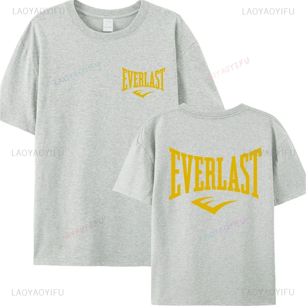 EVERLAST Boxing Logo Cotton T-shirt Fashion Men\'s and Women\'s Short-sleev Printed Tshirt Casual Harajuku Street Clothes Tops