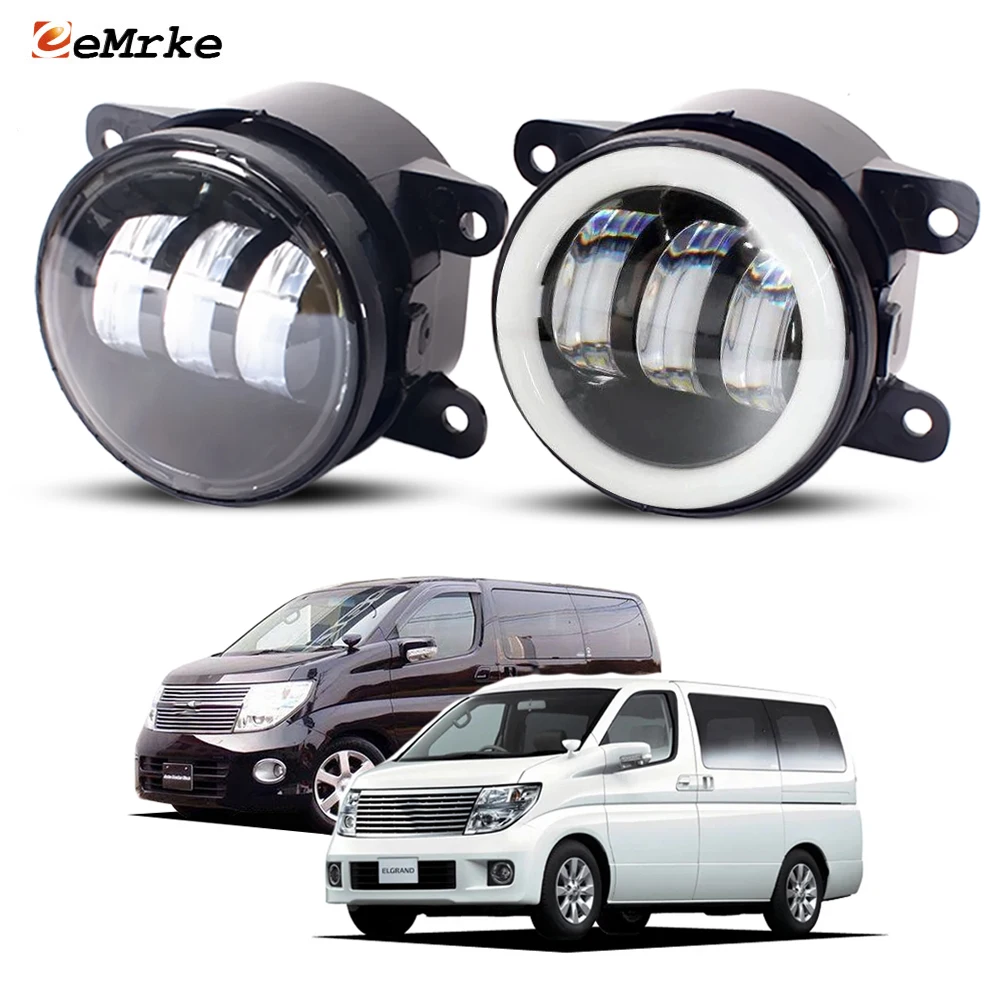 LED Fog Lights Assembly For Nissan Elgrand Highway Star / Elgrand E51 2004-2010 Car Angel Eye DRL Daytime Runinng Light Lamp
