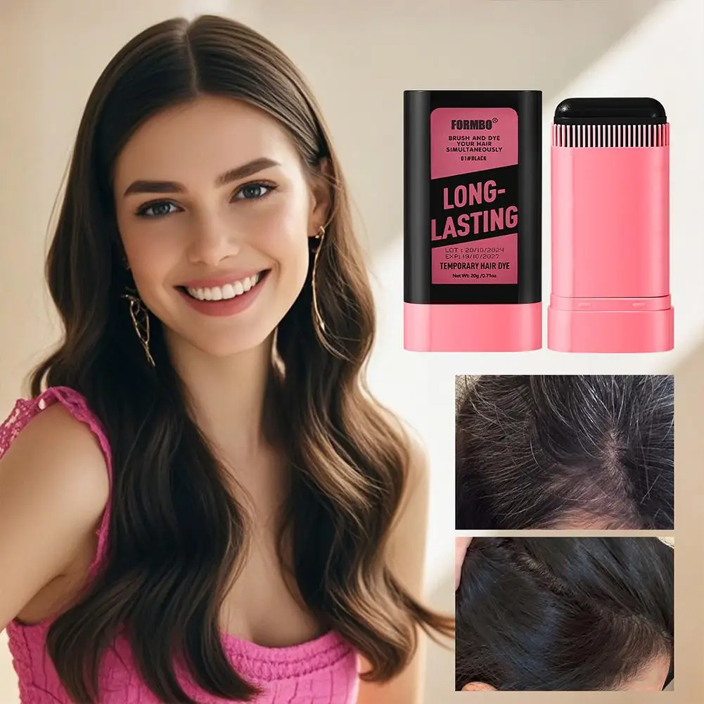 عصا صبغ الشعر باللون الأسود والبني مع مشط تلوين الشعر المؤقت المقاوم للماء وغطاء للاستعمال مرة واحدة قلم خط شعر اللحية الأبيض