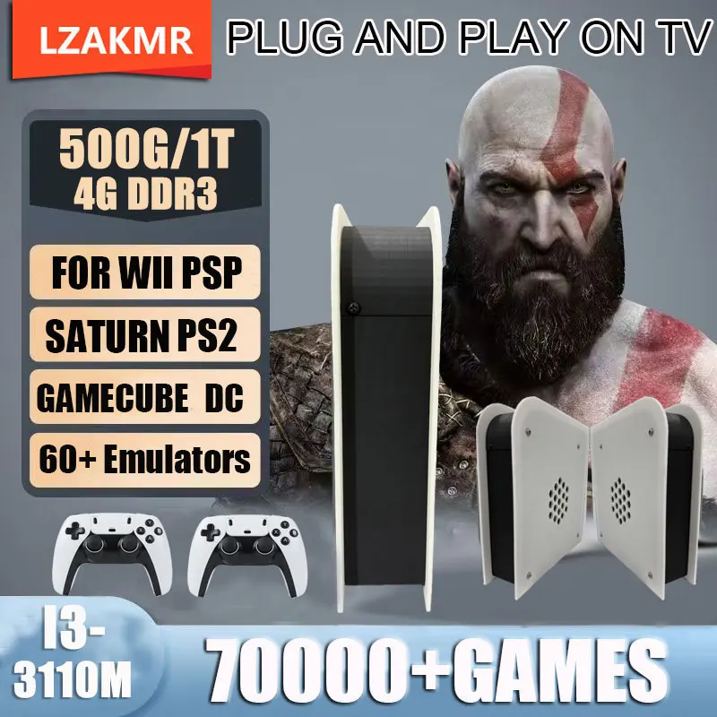 Wireless handle 8G RAM Retro Game Console 2T ROM M15 Batocera I3-3110M  70000+Games For Wii PS2 PSP NGC N64 Windows11 Play On TV