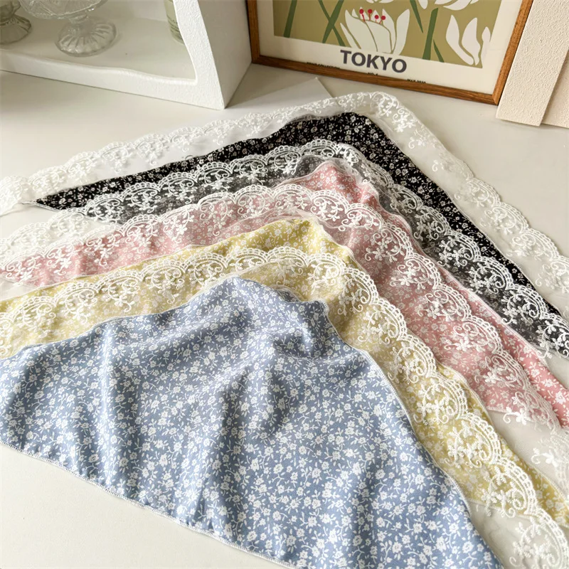 Spring Summer Pastoral Style Floral Lace Headscarf Women's Sweet Elegant Daisy Scarf Fashionable and Versatile Hair Accessory