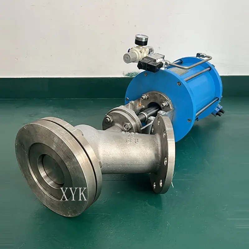 DN80 FJ641F Pneumatic Fluorine Lined Tank Bottom Discharge Valve Acid Alkali Resistant Anti Corrosion Chemical Control Fitting