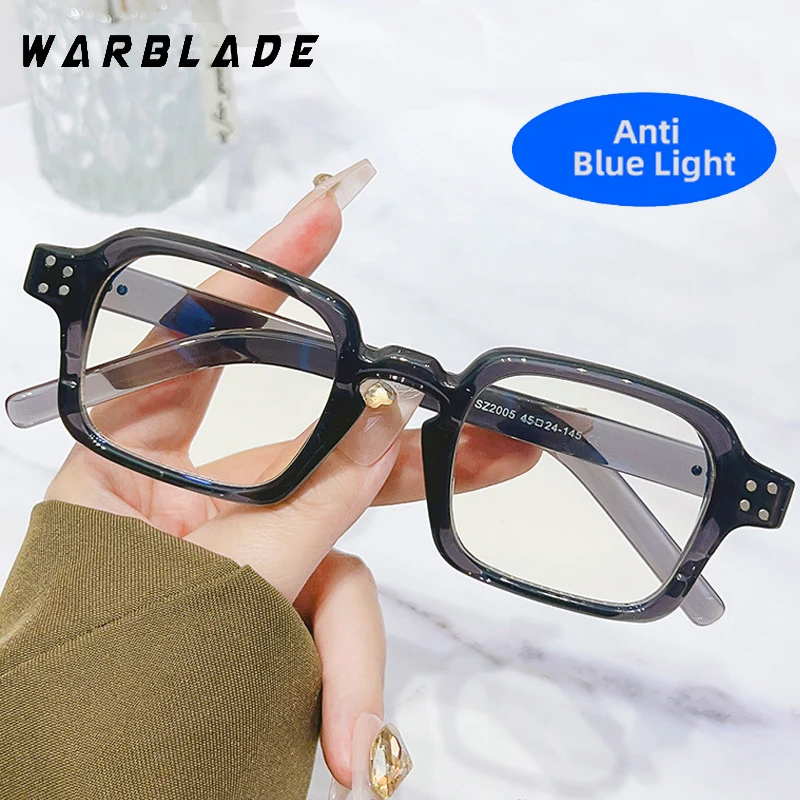 Retro Square Frame Eyeglass Women Reading Computer Glasses Clear Anti Blue Light Blocking Eyewears Vintage Decorative Goggles