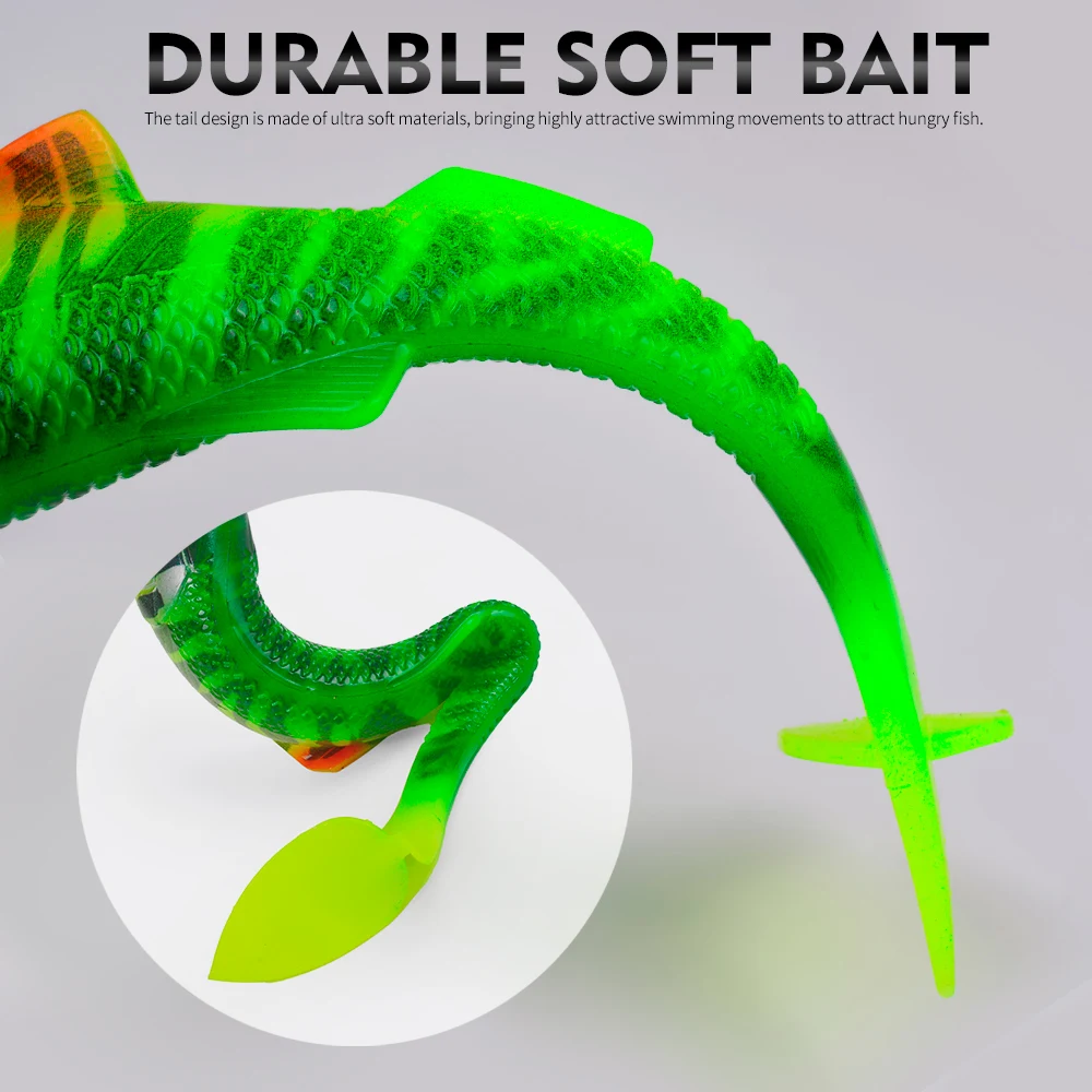 Sunlure 2/5/8 Stück T-Tail Weichköder mit 3D-realistischen Fischaugen, Swimbait, künstlicher Silikon-Shad-Köder für Bass, Salzwasser-Angelzubehör – Detail 9