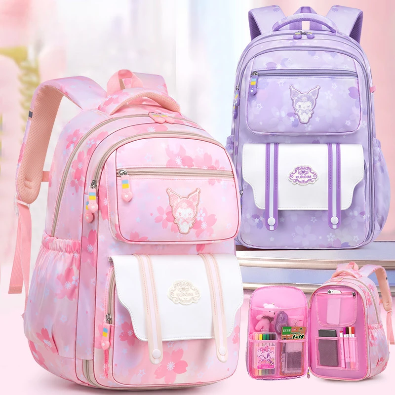 Sanrio Kulomi's new cartoon cute girl double shoulder burden reduction comfortable schoolbag wear-resistant side door bag