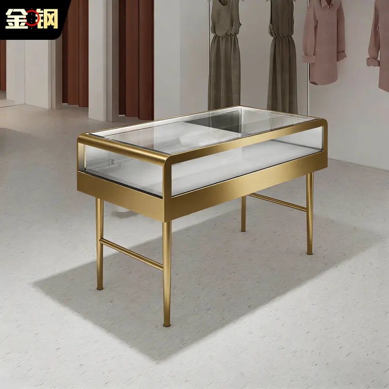 

Jewelry Display Cabinet Glass Display Jewelry Stainless Steel Titanium Simple Modern Design Display