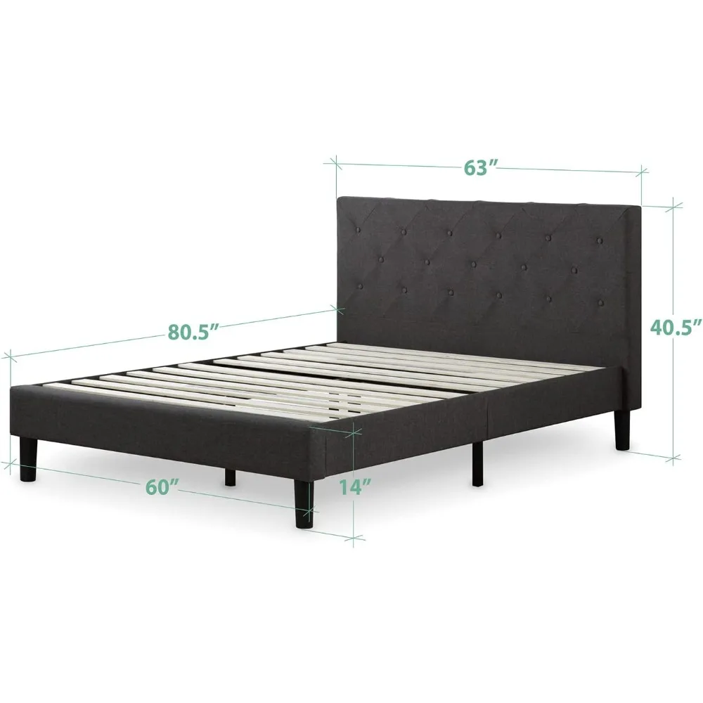 Shalini Upholstered Platform Bed Frame / Mattress Foundation / Wood Slat Support / No Box Spring Needed