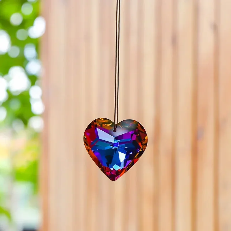 30mm/45mm Peach Heart Colorful Crystal Pendant Craft Jewelry DIY Accessories Sun Catcher Chandelier Decorative Garden Suncatcher