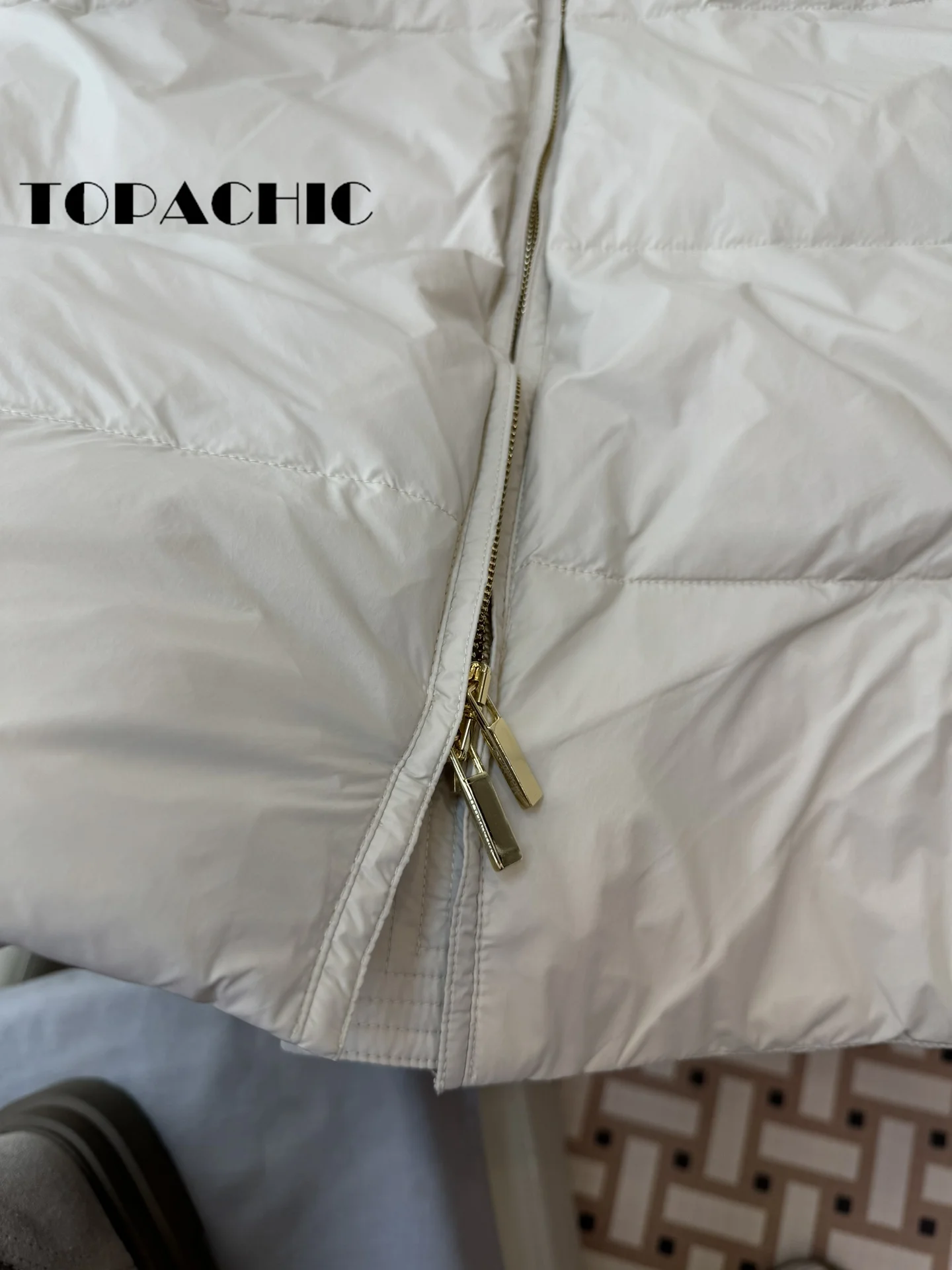 8.31 TOPACHIC-Women Quilted Sashed Collect Waist Long Down Jacket Hooded Keep Warm Double Zipper Goose Down Thick Outerwear