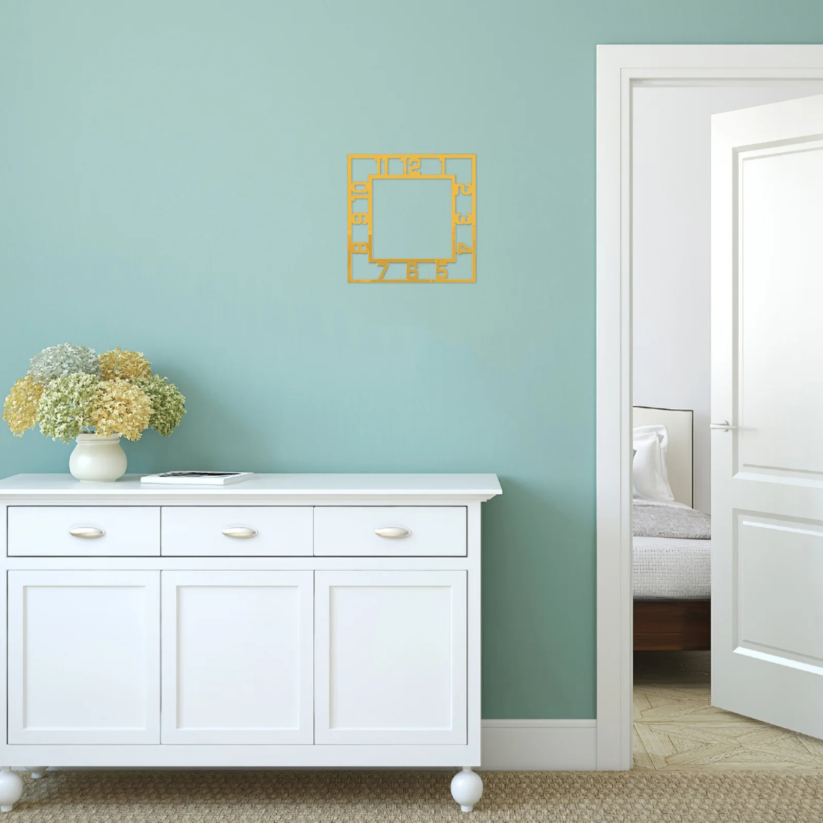 

10x10 Inch Decorative Clock Sticker Modern Square Mirror Wall Stickers DIY Arabic Numeral for Living Room Bedroom Office Home