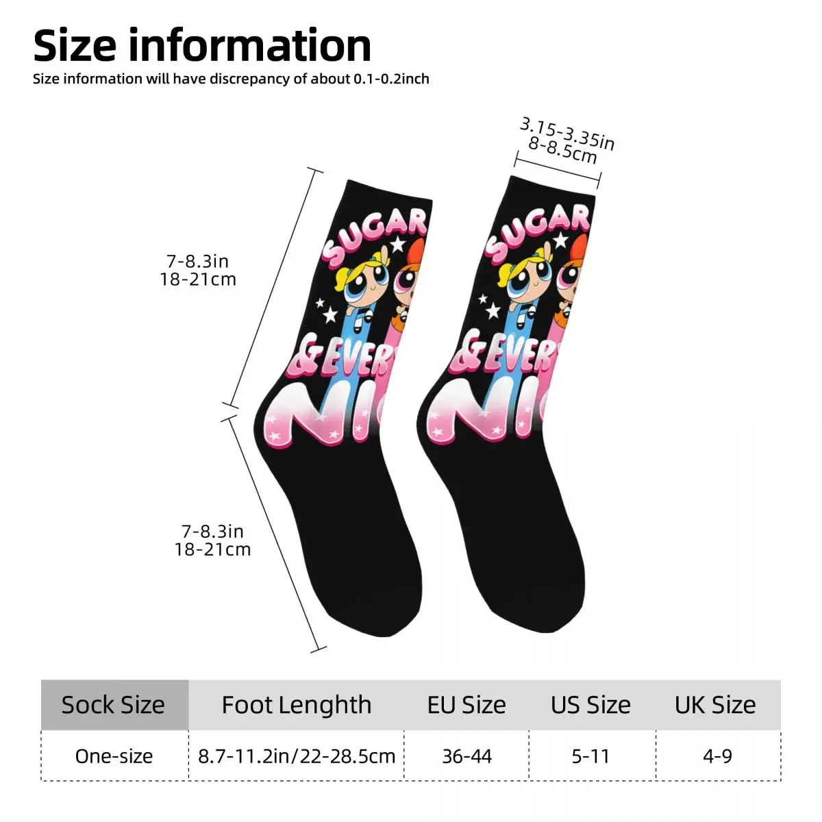 Terrific Men\'s Socks Retro Harajuku Powerpuff Girls Street Style Novelty Casual Crew Sock