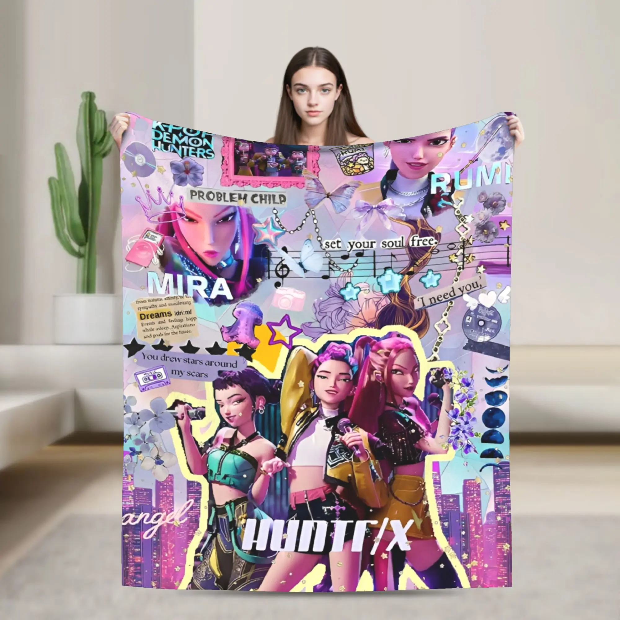 

Kpop Demon Hunters Huntrix Blanket Warm Cozy Fluffy Throw Blankets for Sofa 50x60 Inch Multiple Sizes Bedding Throws