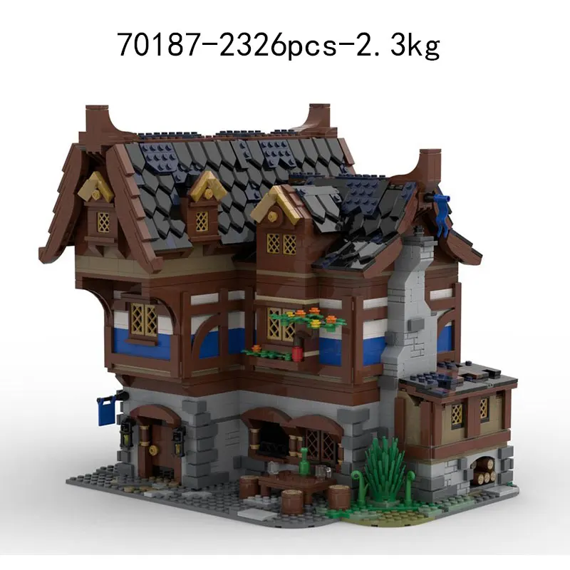 MOC-83831 Torre della guardia medievale 80710 Stabile 77495 Watermill Assemblaggio di piccole particelle Modello di blocco Decorazione del giocattolo