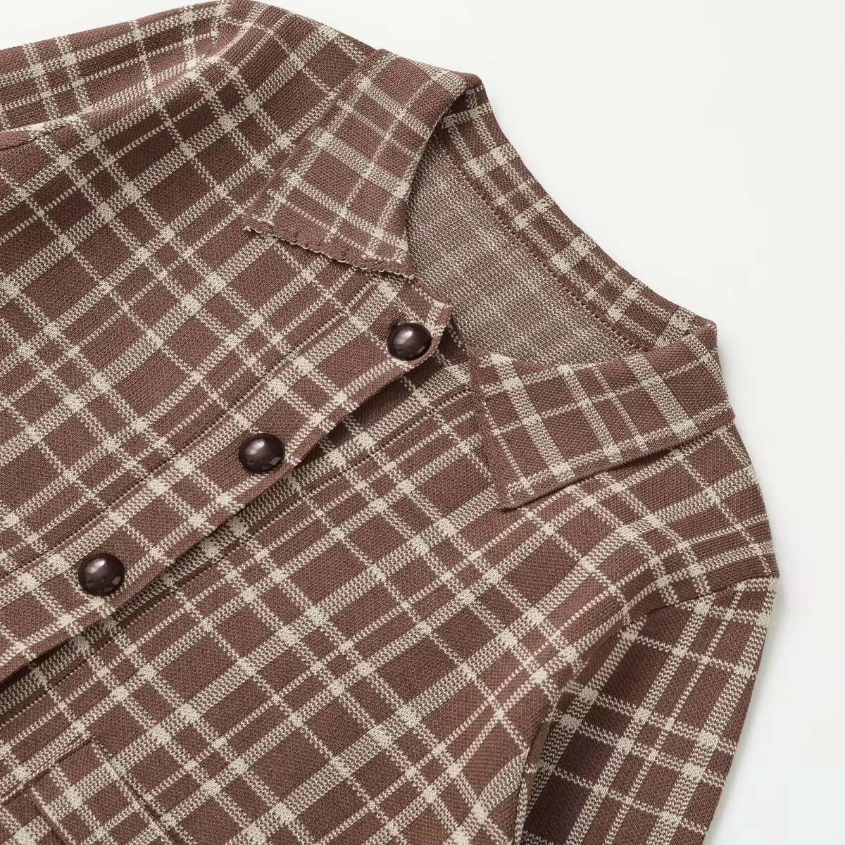 Sweter damski Lazy Sle Ultra ular Retro Anti-Aging Slimming Plaid Collar Seven-Quarter Sve Knitted Jaet Women's Faion