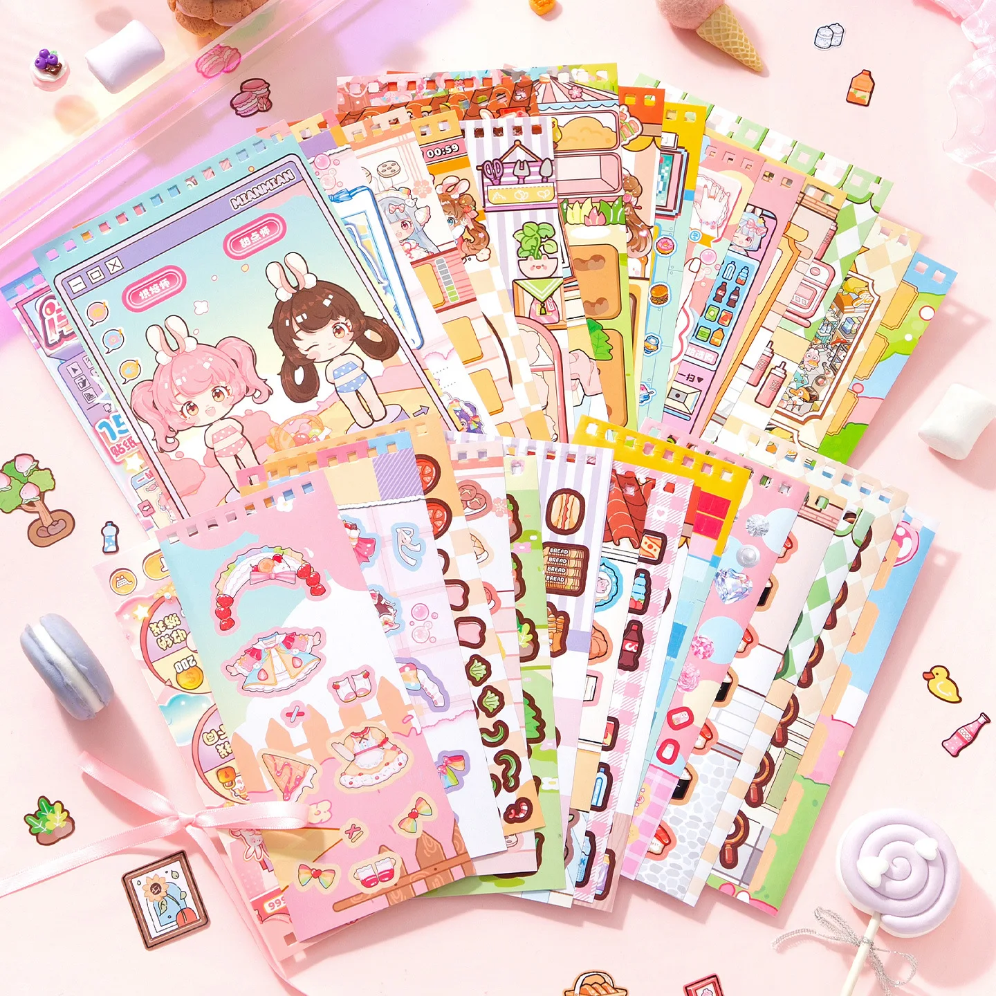 Kawaii cute girl 3D Gourmet Adventure Dress-up game change Sticker book DIY Dress-up game change festival gift ﻿