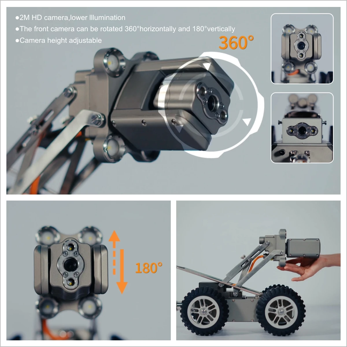 SYANSPAN Sewer Camera Robot, All-Metal Anti-Oxidation and Corrosion Resistant Body Sewer Pipe Inspection Crawler Camera Robot