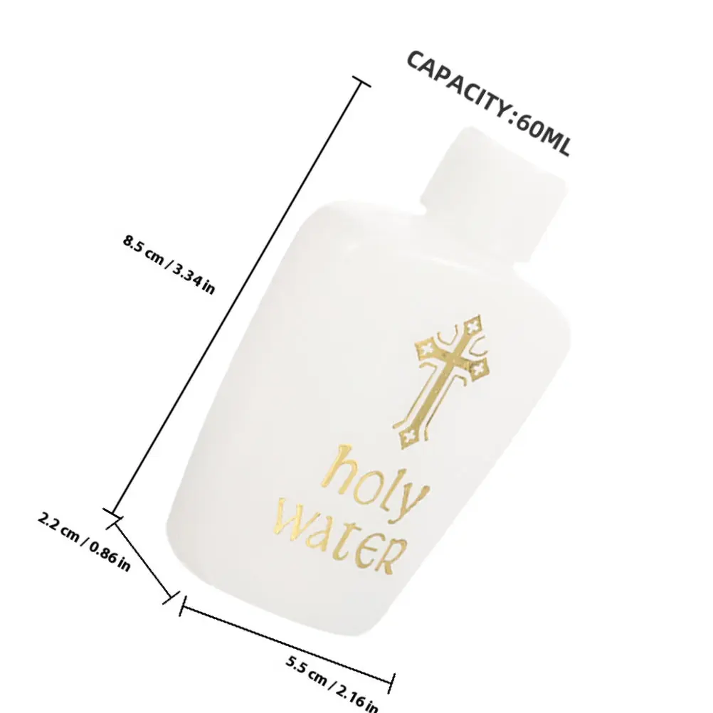 2Pcs Holy Water Bottles 60Ml Pe Material Baptism Ceremony Vintage Perfume Vials Small Reusable Plastic Containers Essential Oil
