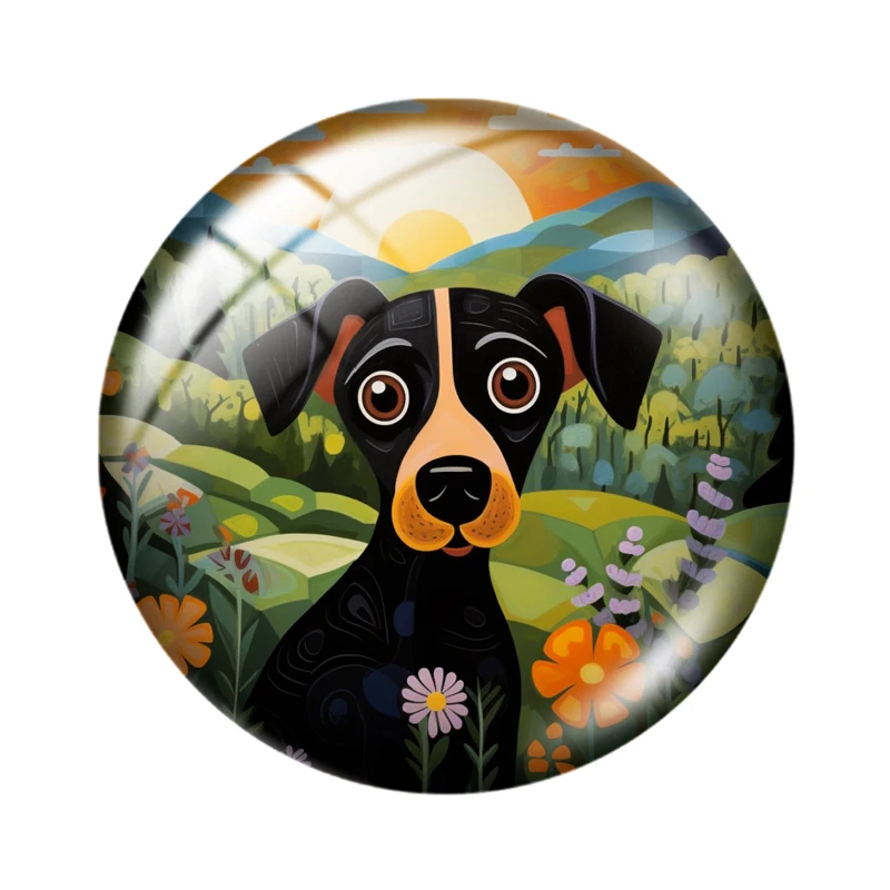 Dog Naive Art 10PCS 12mm/18mm/20mm/25mm Round photo glass cabochon demo flat back Making findings bracelets
