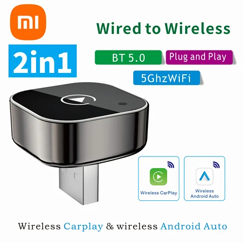 Xiaomi 2 en 1 cableado a inalámbrico CarPlay Android Auto adaptador para OEM estéreo de coche con Dongle USB Mini caja inteligente Plug Play Blueto