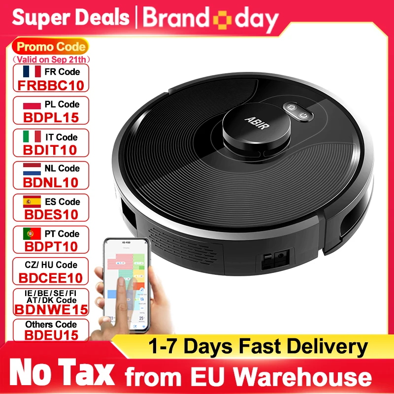Robot aspirateur ABIR X8, navigation laser lidar, aspiration 6500pa, cartes multiplanchers, Stérilisation aux UV, lavage humide en forme de Y, Application zones interdites,Capteur TOF