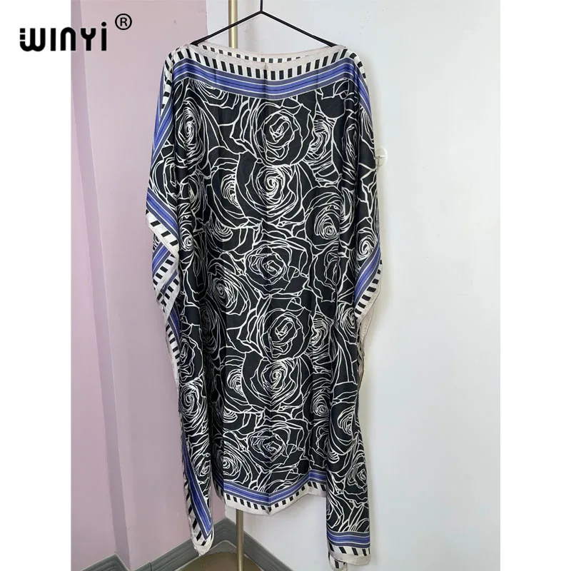 WINYI Summer beach Dress NEW Print Boho Hijab Loose vetidos Elegantes Muslim Abaya Robe Gown Sexy Lady Party maxi holiday kaftan