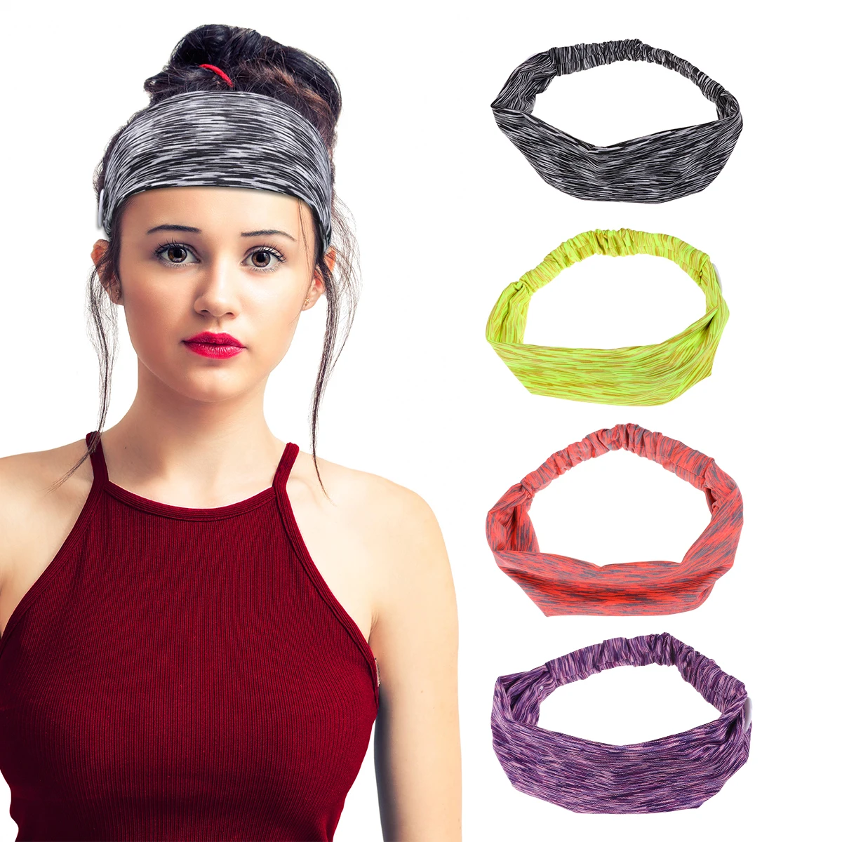 

2Pcs Elastic Headband Breathable Soft Head Band Ear Button Mask Holder Sports Fitness Running Hairband for Nurses Doctors