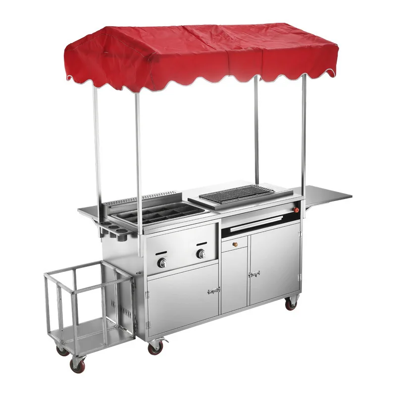Snack cart Multifunctional mobile stinky tofu iron plate stove Night market braised meat breakfast Fryer Fried skewers