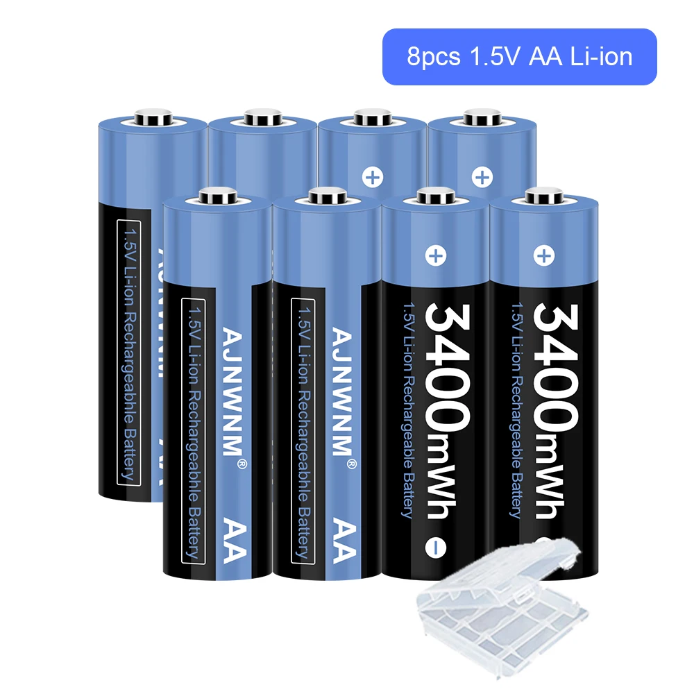 AA Battery 1.5V Li-ion AA Rechargeable Battery 3400mAh AA Lithium-ion Battery for remote control mouse small fan Electric toy