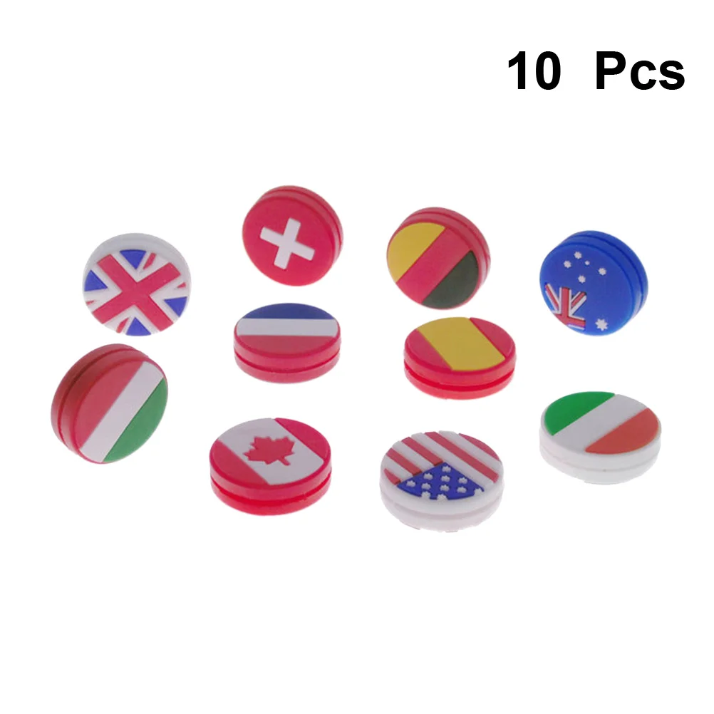 10 PCS Silicone Tennis Racket Vibration Dampeners Round Shape National Flag Pattern Tennis Racquet Absorbers Tennis Racket