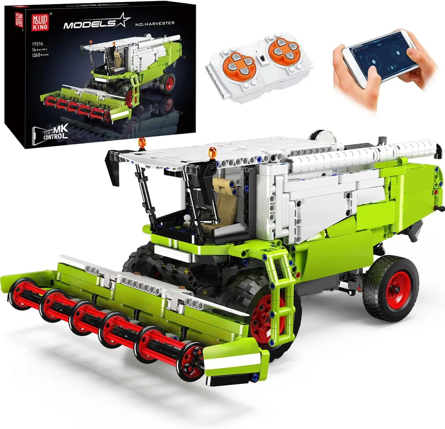 

MOULD KING 17014 Technical MOC Agricultural Harvesters Remote Control Building Blocks Tractor Toy Set for Boys